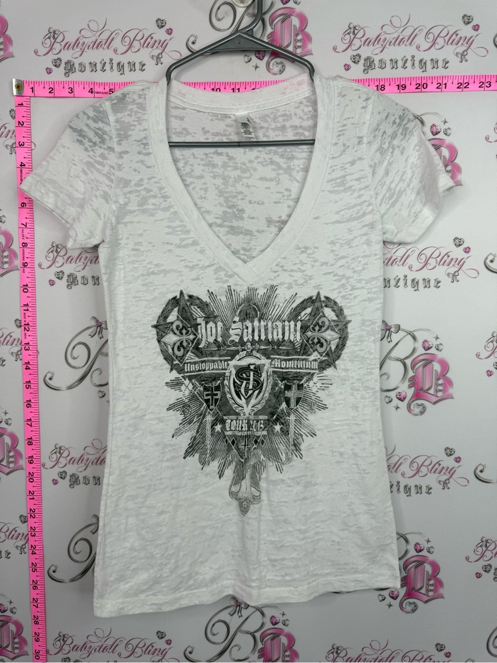 Next Level Apparel JOE SATRIANI tour 2013 shirt White V-Neck Graphic Tee